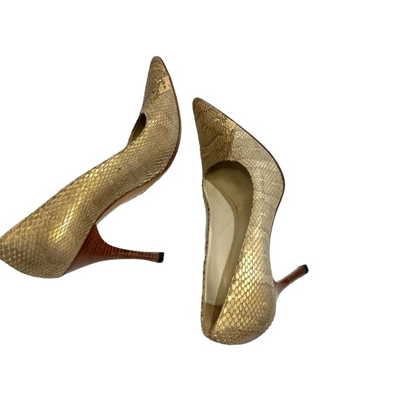 Gucci Snake Neutral Cream Pointed Toe Stacked Heel - Picture 4 of 6